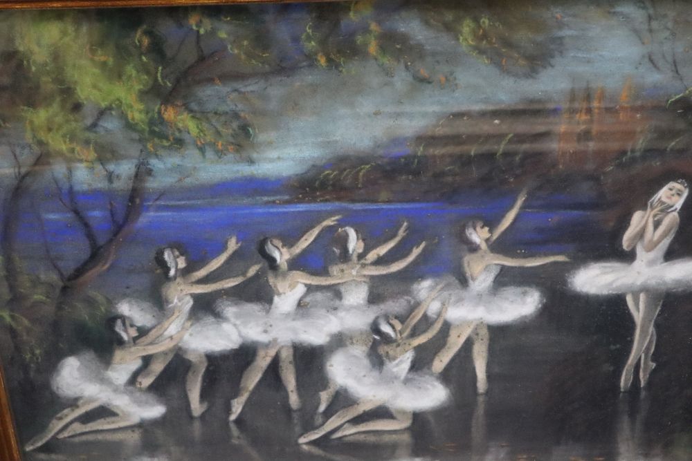 Frank Garnier, pastel, Ballerinas in a landscape, 56 x 71cm